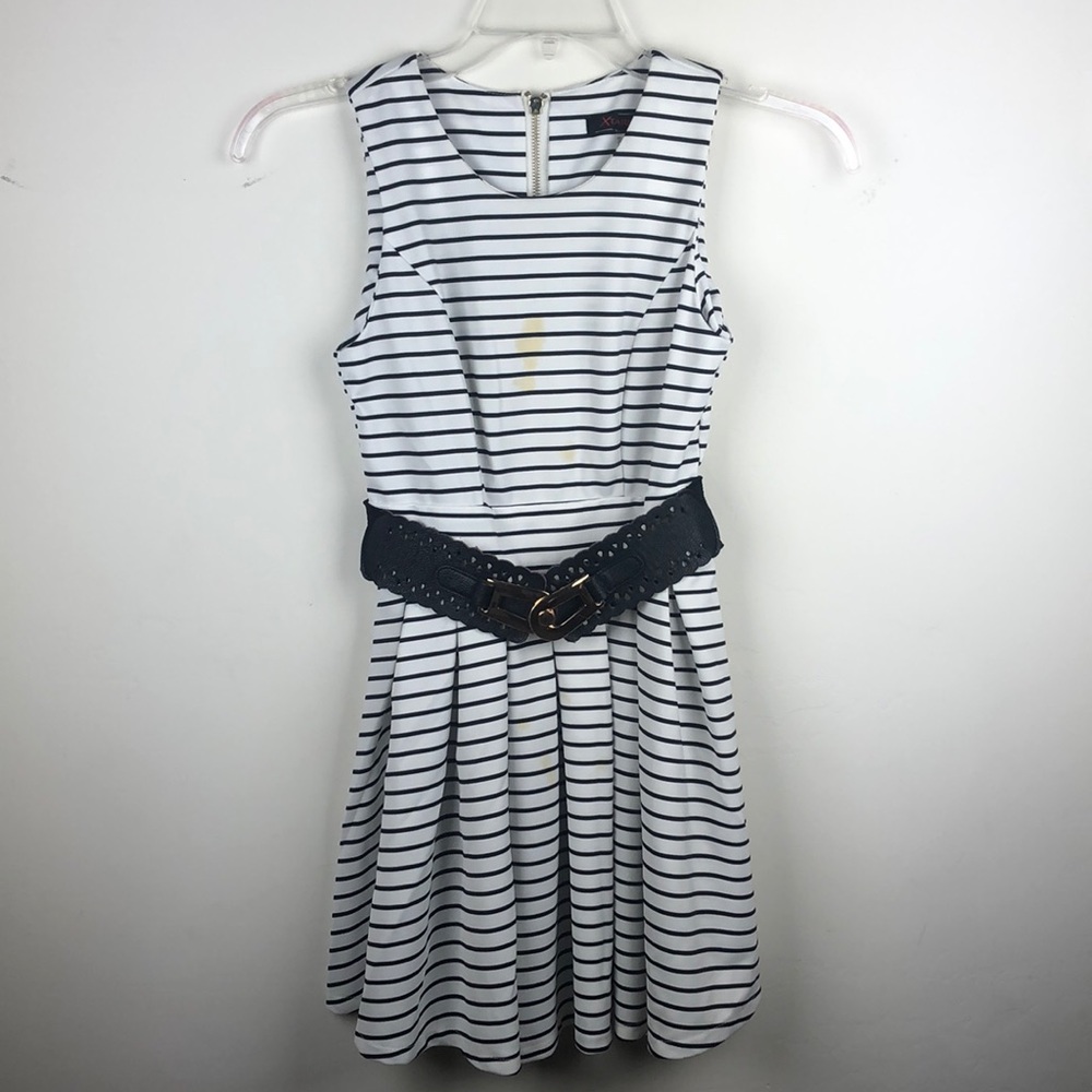 Sleeveless Black & White Striped Dress